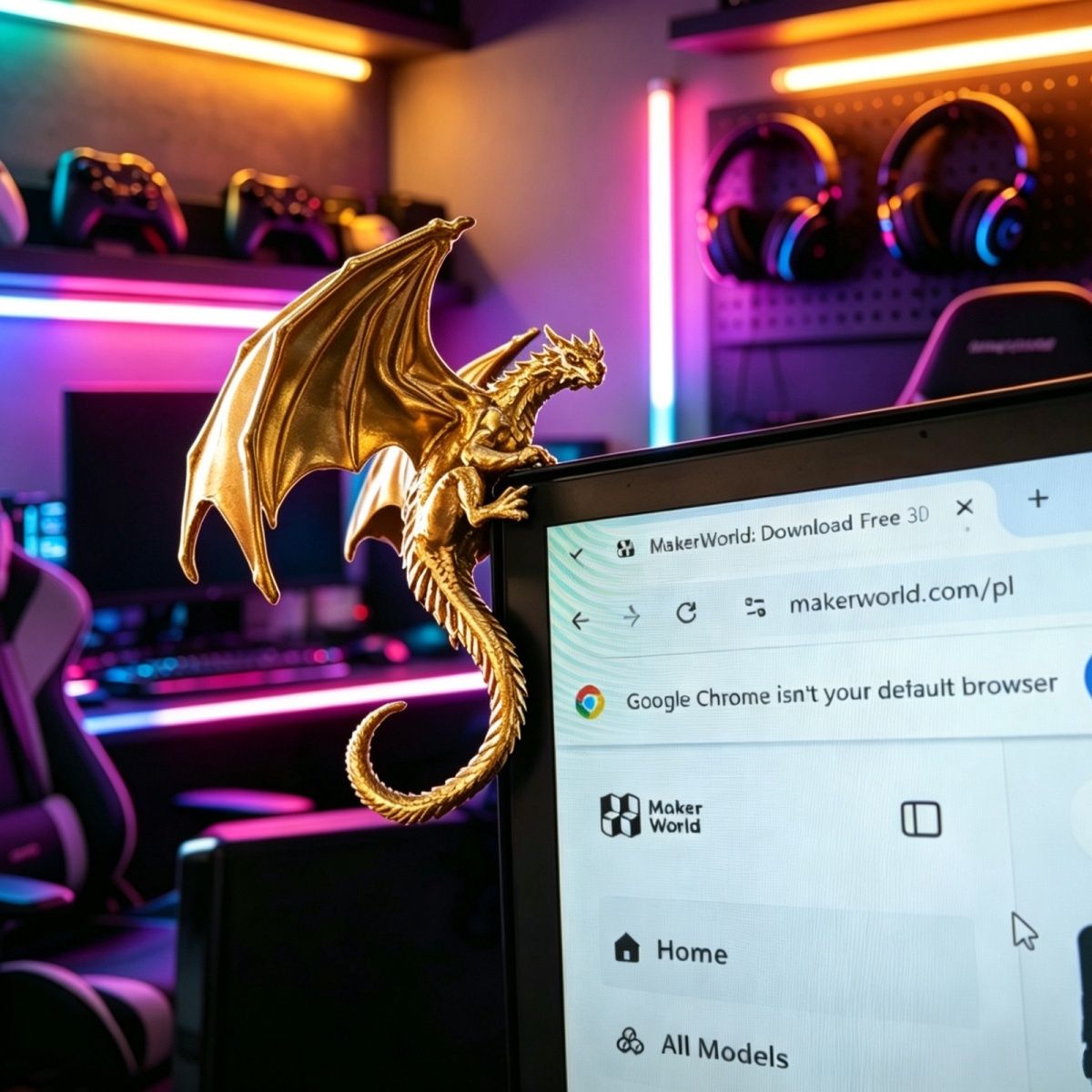 Esports Gaming Monitor - Cool Dragon Lying Figure Monitor Decor