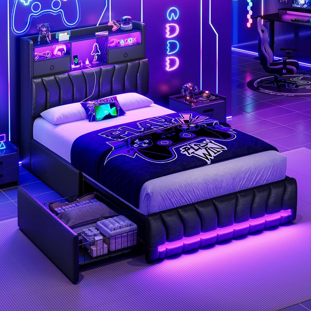Esports Gaming Platform - Twin Bed with Storage Board, 2