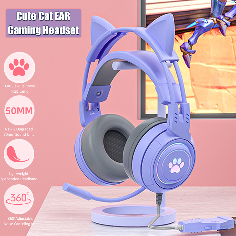 Cute Cat Ear Gaming Headphones - Esports Gaming Monitor review and price