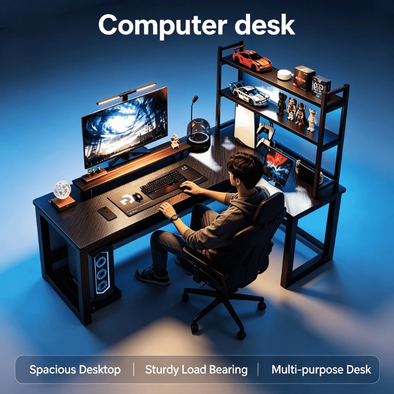 Adjustable Height L Shaped Cor - Esports Gaming Table review and price