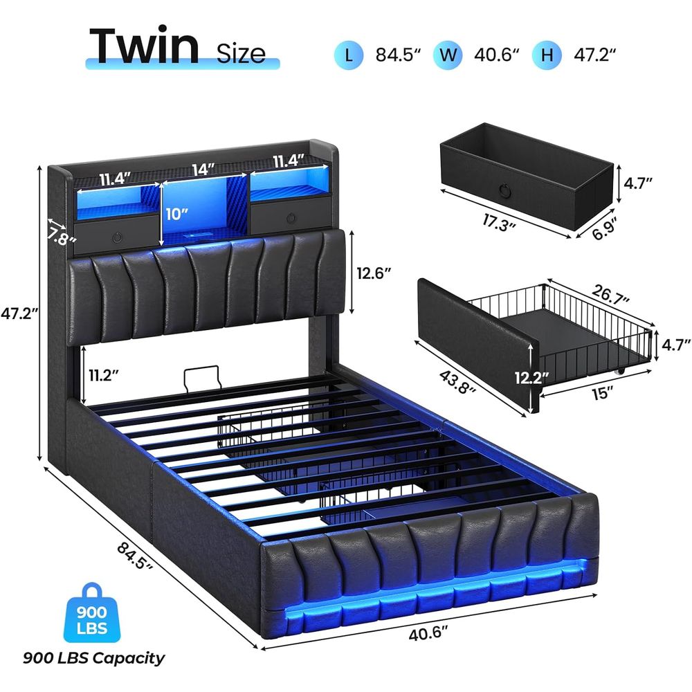 Twin Bed with Storage Board, 2 - Esports Gaming Platform review and price